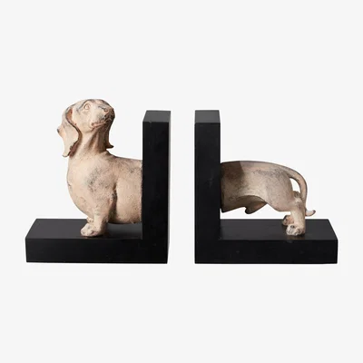 OKA Dachshund Dog Bookends - Natural
