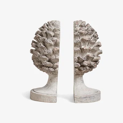 OKA Takayna Pine Cone Bookends - Grey
