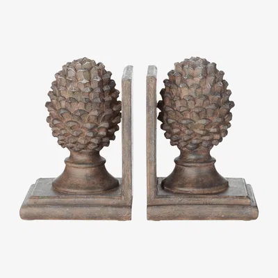 OKA OKA, Pair of Pinus Bookends - Grey, Bookends, Resin