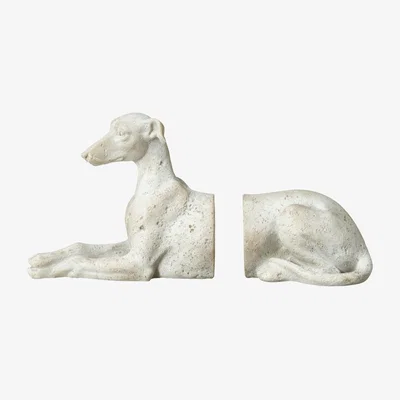OKA OKA, Whippet Bookends - Gray, Bookends, Resin