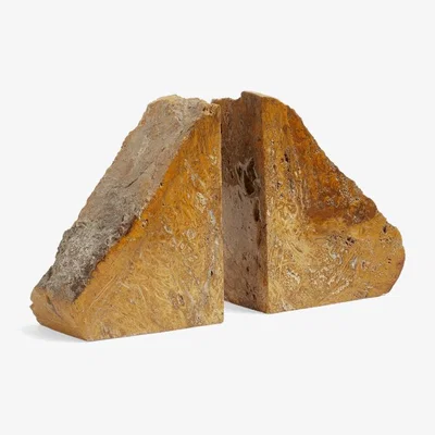 OKA OKA, Cannenta Jasper Book Ends - Yellow, Bookends, Stoneware