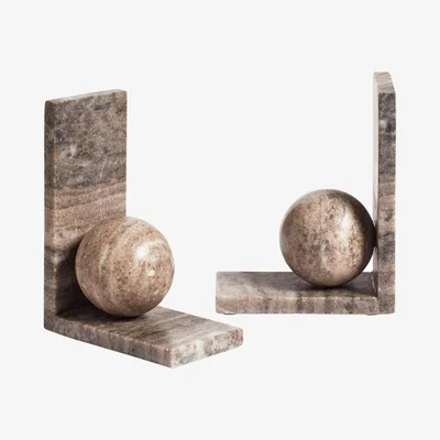 OKA Dorus Marble Bookends - Distressed Grey