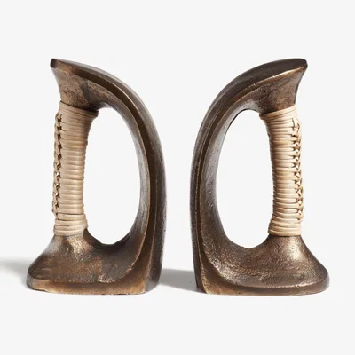 OKA Heredium Bookends - Antique Brass