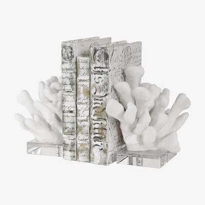 Olivia's Uttermost Charbel White Bookends- Set of 2