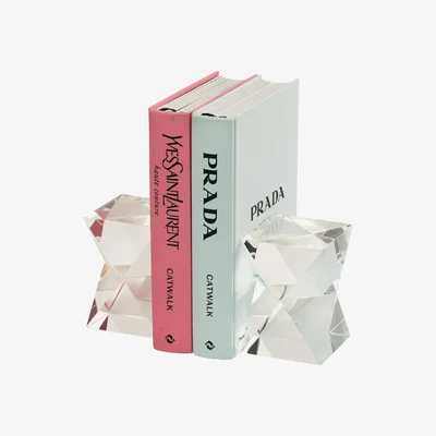Olivia's Liang & Eimil Crystal Set Of 2 Angular Bookends Clear