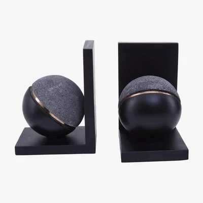 Olivia's Olivia's Petra Lava Stone Bookend Copper Bookend Grey And Black | Outlet