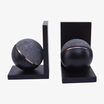 Olivia's Olivia's Petra Lava Stone Bookend Copper Bookend Grey And Black
