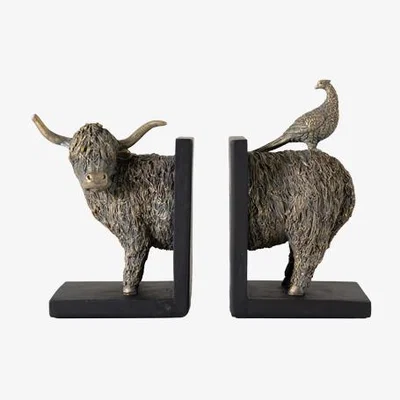 Perch and Parrow Highland Moo Bookends - Set of 2