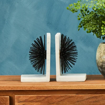 Pagazzi Set of Two Black Finish Starburst Bookends