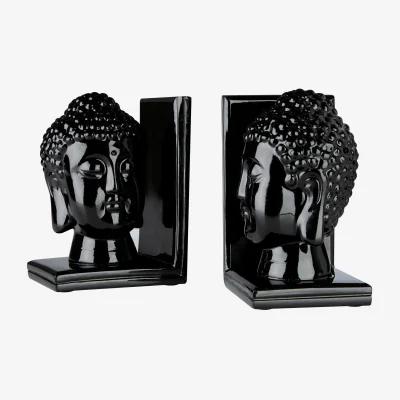 The Range Piper Buddha Head Black Bookends - Set of 2 - Black