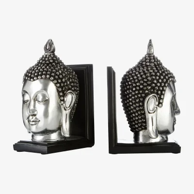 The Range Piper Silver Buddha Head Bookends