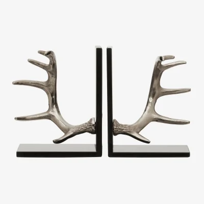 The Range Set of 2 Antler Bookends - Silver