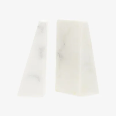 The Range Marris Set Of 2 White Marble Bookends