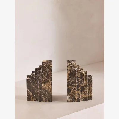 Soho Home Lola Bookends, Dark Emperador Marble