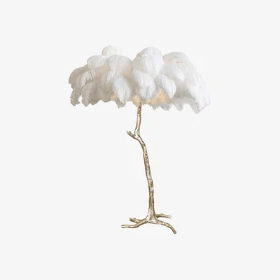 Amara A Modern Grand Tour - Classic Plumes Gold Floor Lamp - White