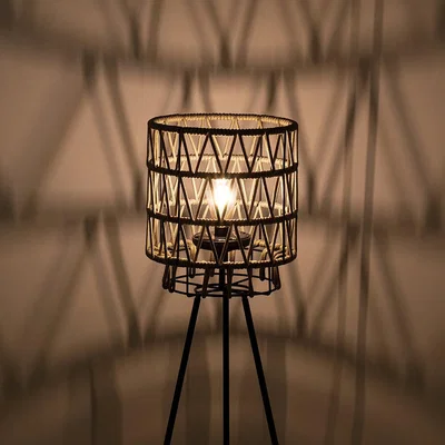Amara AMARA Outdoors - Solar Rope Weave Floor Lamp - Grey