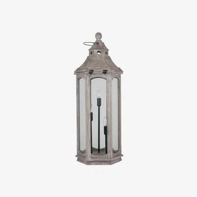 Barker and Stonehouse Antique Wood Lantern Floor Lamp, Grey
