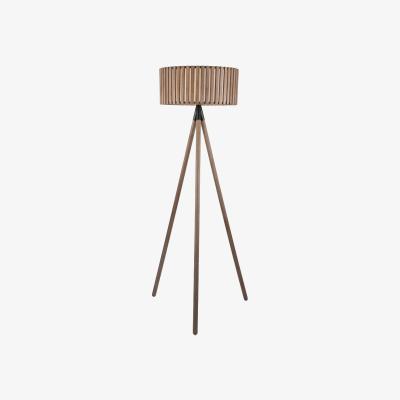 Barker and Stonehouse Antique Wood Slatted Tripod Floor Lamp, Brown | Barker & Stonehouse