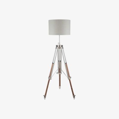 Barker and Stonehouse Nickel & Wood Tripod Floor Lamp, Brown | Barker & Stonehouse