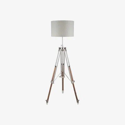 Barker and Stonehouse Tripod Floor Lamp, Nickel and Wood