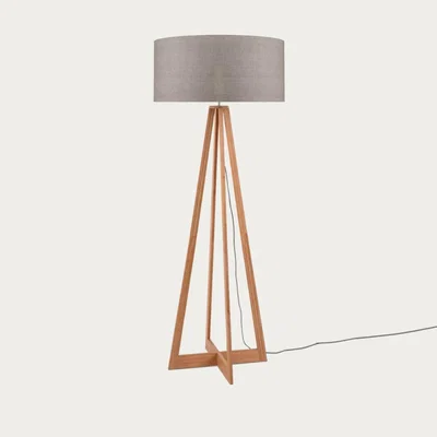 Bombinate.com Natural/Linen Dark Everest Bamboo Floor Lamp