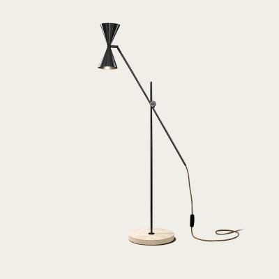 Bombinate.com Blackended Brass/White Terrazzo Cone Double Floor Lamp - UK Plug
