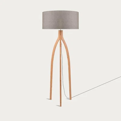 Bombinate.com Natural/Linen Dark Annapurna Bamboo Floor Lamp