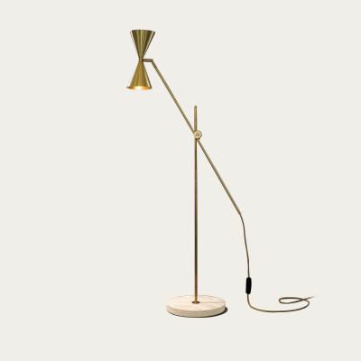 Bombinate.com Brushed Brass/White Terrazzo Cone Double Floor Lamp - UK Plug