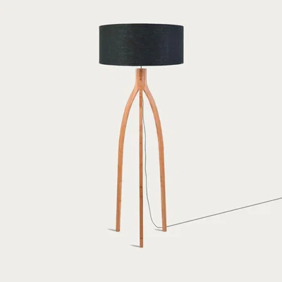 Bombinate.com Natural/Dark Grey Annapurna Bamboo Floor Lamp