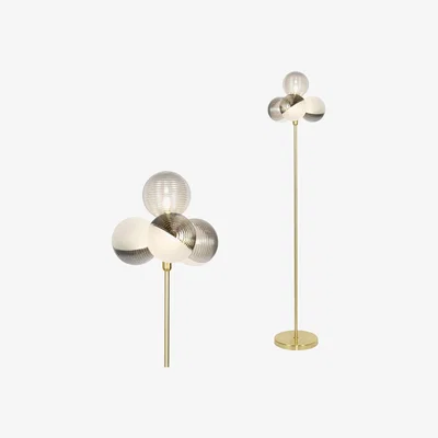 BHS.com Emile Floor Lamp with Smoked and Opal Glass Shades, Satin Brass