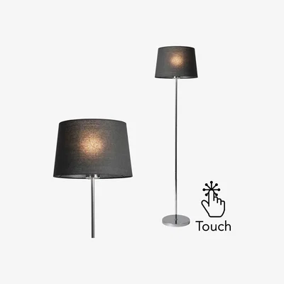 BHS.com Mira Floor Lamp with Black Shade, Chrome