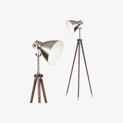 BHS.com Aston Shaded Floor Lamp, Satin Nickel