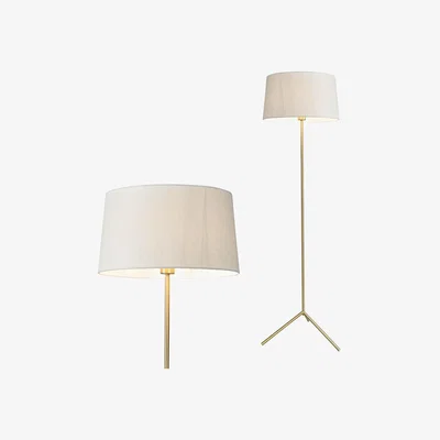 BHS.com Stassy Tripod Feet Floor Lamp with White Shade, Satin Brass