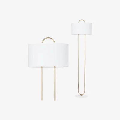 BHS.com Titus Marble Floor Lamp, Brass