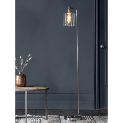 Cox and Cox Industrial Floor Lamp - Brushed Silver