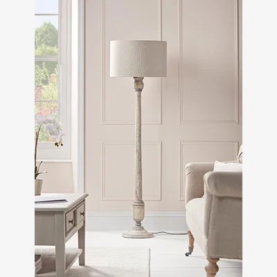 Cox and Cox Grey Washed Turned Floor Lamp