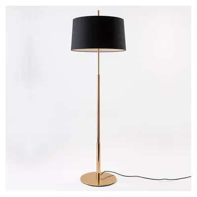 The Conran Shop Diana Mayor Floor Lamp Brass Base Black Linen Shade