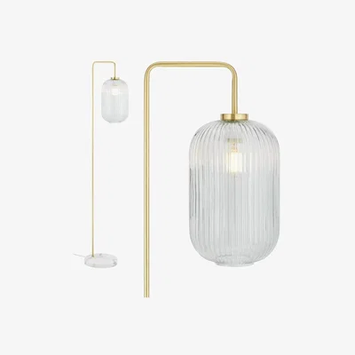 Cult Furniture Braxton Floor Lamp, Glass & White Marble Colour: Pink