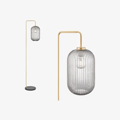 Cult Furniture Braxton Floor Lamp, Smokey Grey & Black Marble Colour: Pink