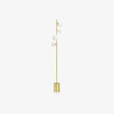 Cult Furniture Margot Globe Floor Lamp, White Opal & Brass