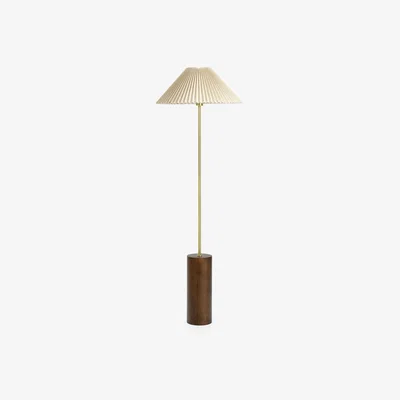 Cult Furniture Danika Pleated Shade Floor Lamp, Linen & Walnut