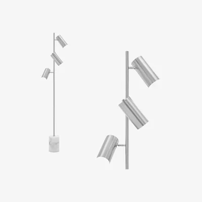 Cult Furniture Floor Lamp, White Marble & Nickel