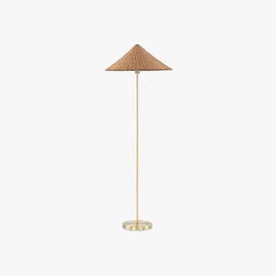 Cult Furniture £10 Off Francia Floor Lamp, Rattan & Brass