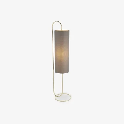 Cult Furniture Selby Fabric Floor Lamp, Grey & Brass