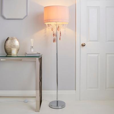 Dunelm Halle French Velvet Jewel Blush Pink Floor Lamp Pink