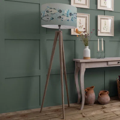 Dunelm Aratus Tripod Floor Lamp with Barbeau Shade Seafoam (Blue)