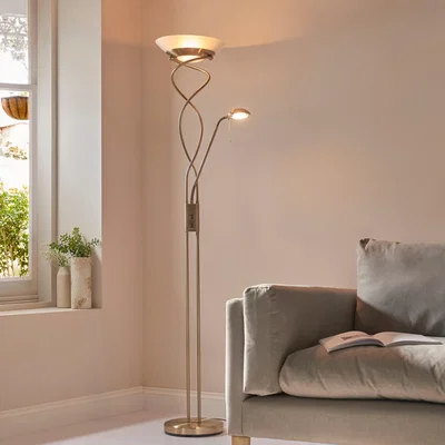 Dunelm Vogue Lukas Mother & Child Metal Floor Lamp Brass