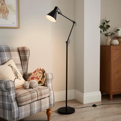 Dunelm Lennix Industrial Metal Adjustable Floor Lamp Matt Black