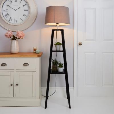 Dunelm Beaumont Wood Tripod Plant Black Floor Lamp Black
