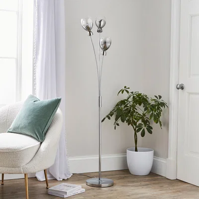 Dunelm Sylvia Glass Floor Lamp Silver